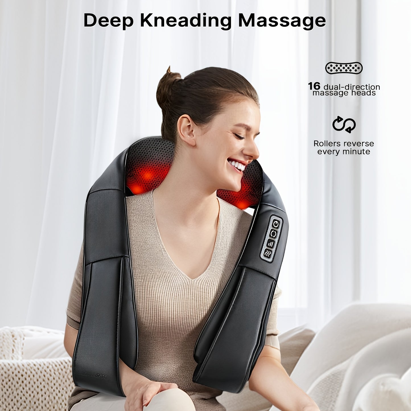 4D Deep Kneading Shiatsu Electric Massager with Heat