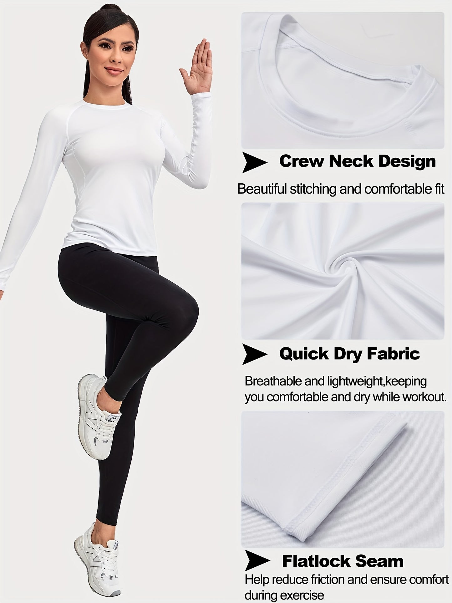 8pcs Women's Performance Compression Long Sleeve Athletic Tops