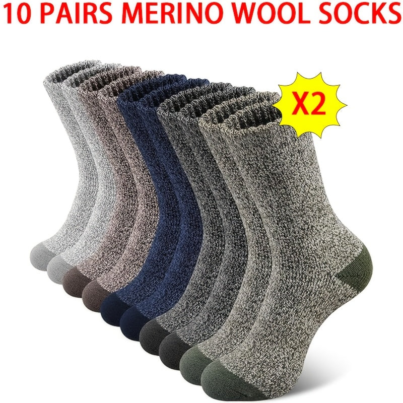 15 Pairs Men'S Merino Wool Blend Socks, T