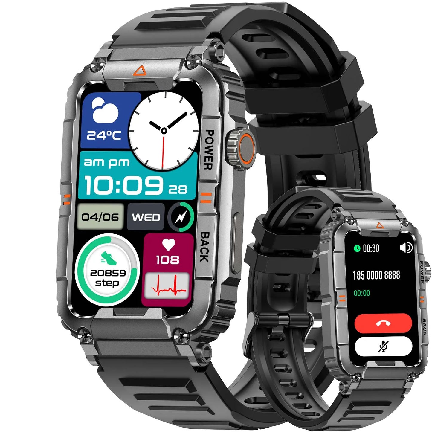 New Military Smart Watch 100+ Sports Modes Health Monitor Bluetooth Call IP67 Waterproof Men Women For IOS Android KR88