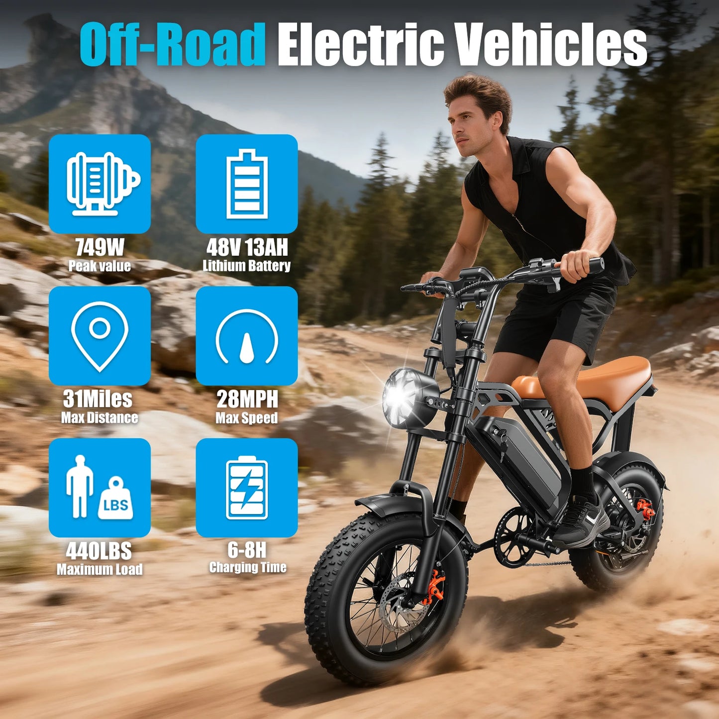 Adult electric bicycle peak range of 1000W-38+miles