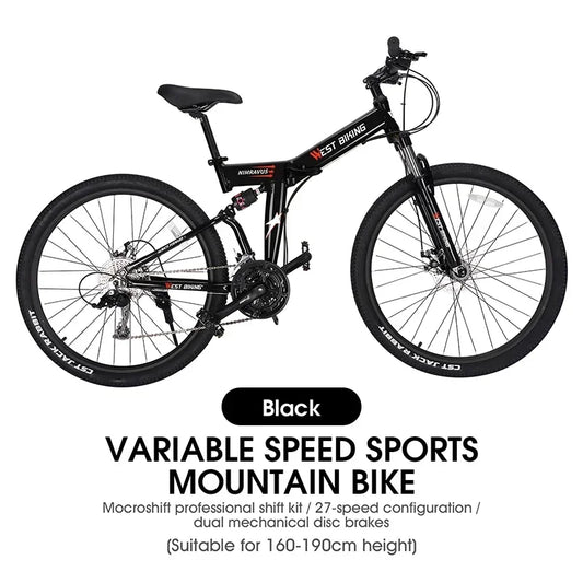 WEST BIKING Foldable 27.5 Inch Mountain Bike 27 Speed