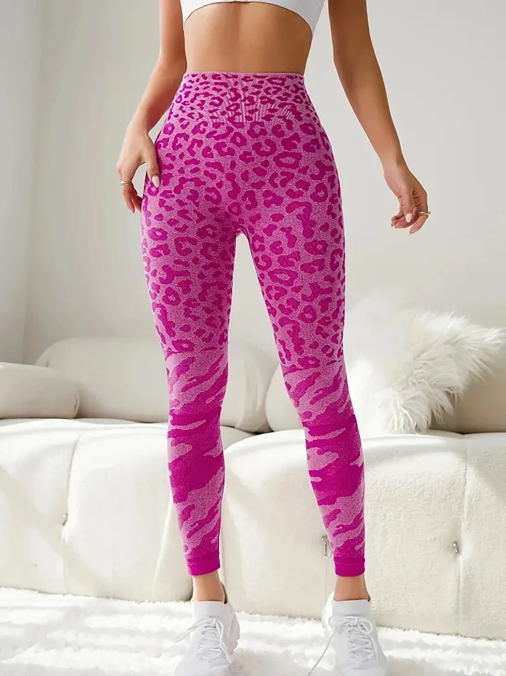 US Local Women’s yoga fitness seamless leopard  p