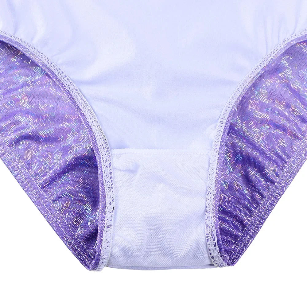 Girls Long Sleeve Mesh Patchwork Leotards