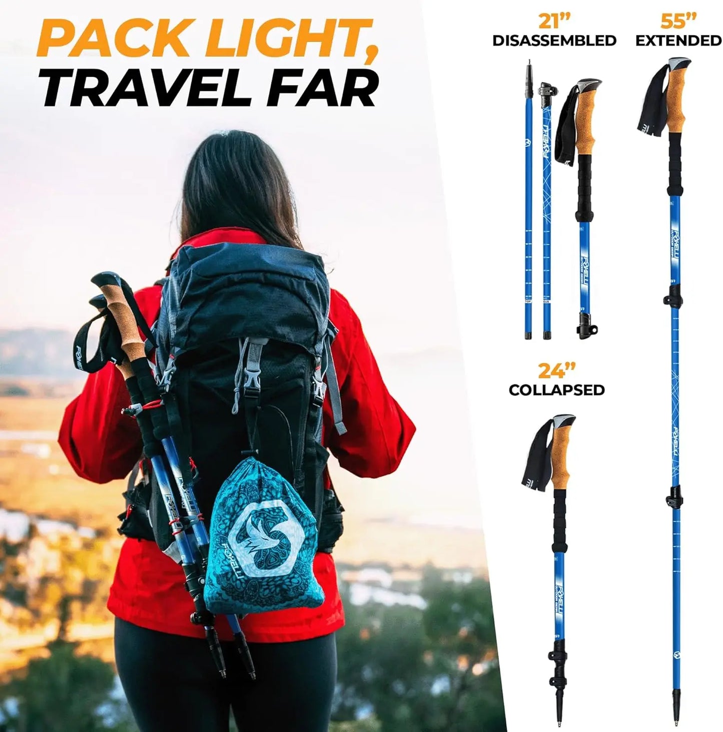 Carbon Fiber Trekking Poles – Lightweight Collapsible Hiking Poles