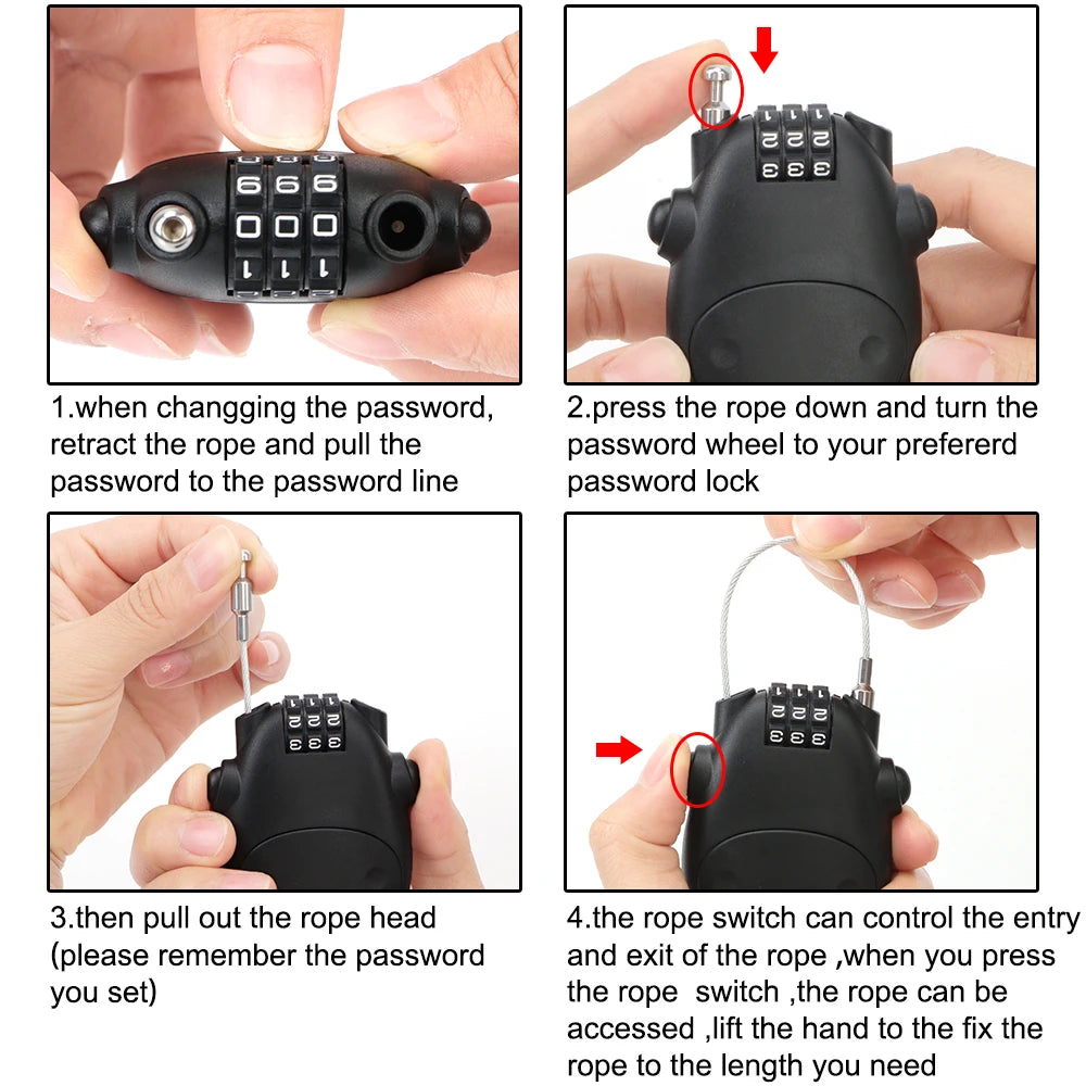 Bicycle Steel Cable Code Password Lock