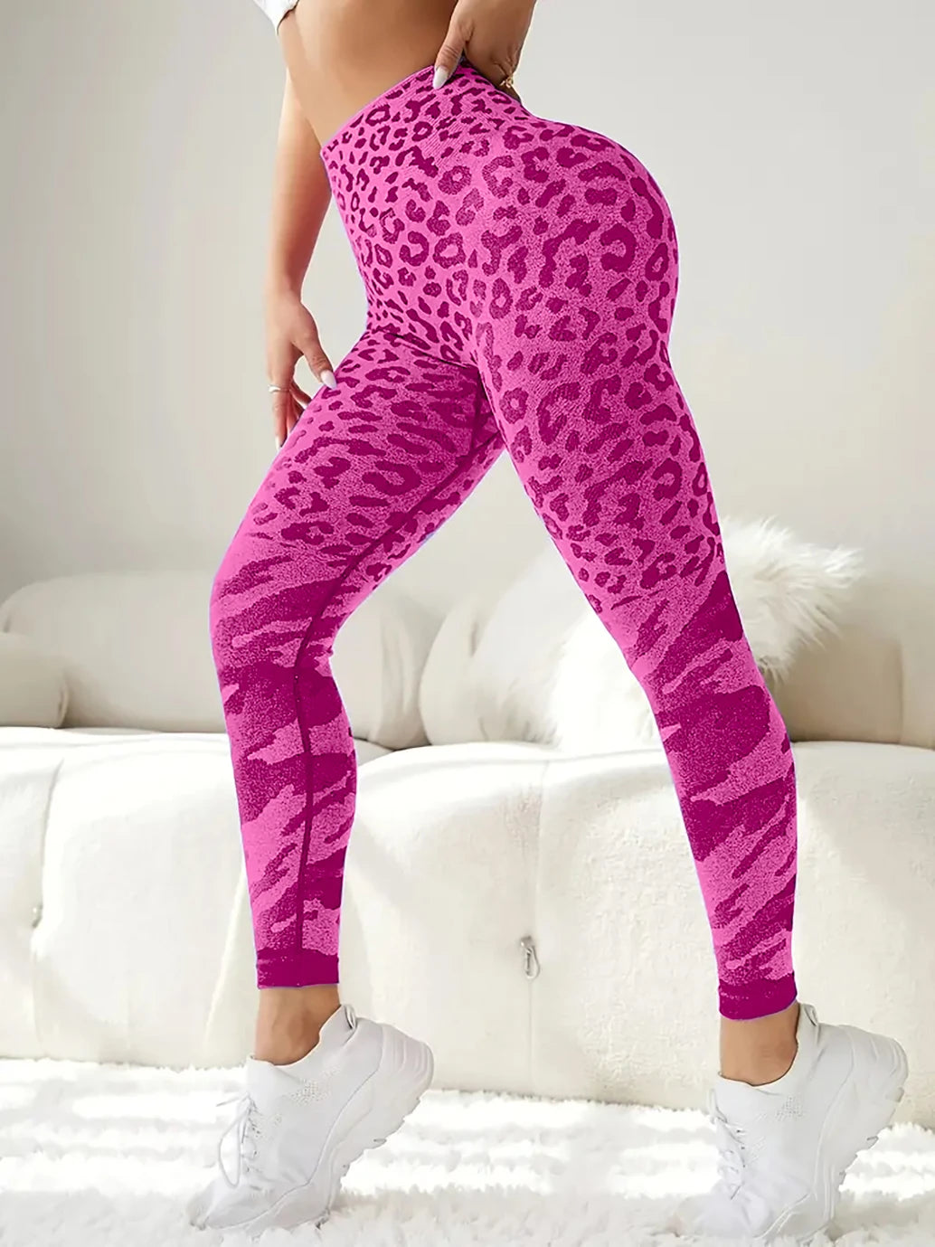 US Local Women’s yoga fitness seamless leopard  p