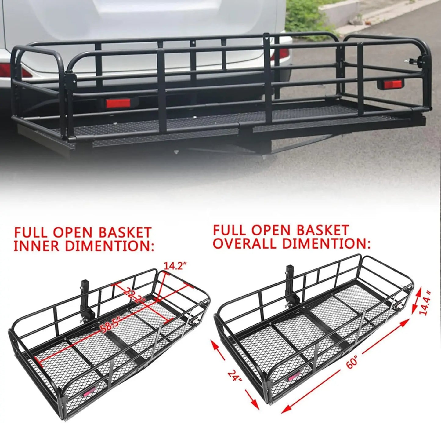 Hitch Mount Cargo Carrier 60" x 24" x 14.4"