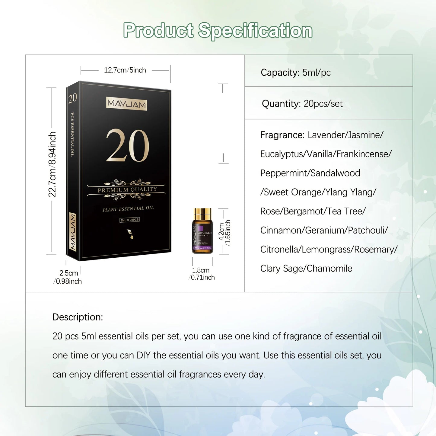 20 Bottles Essential Oils Kit Set