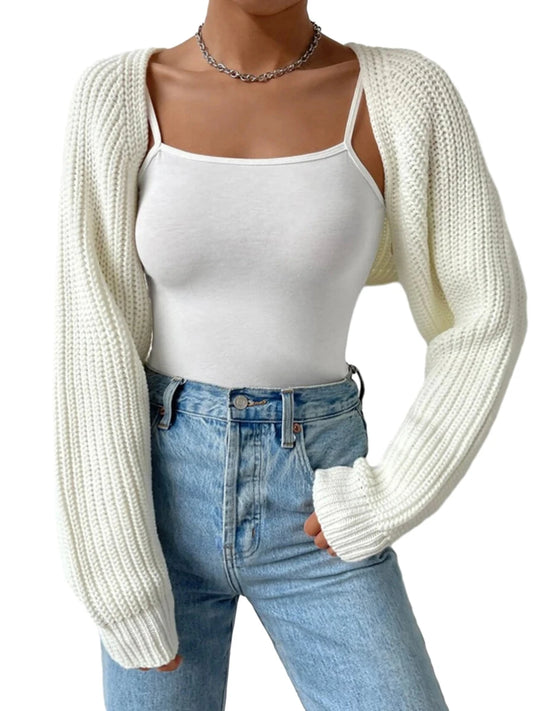 Women s Open Front Cropped Cardigan Long Sleeve