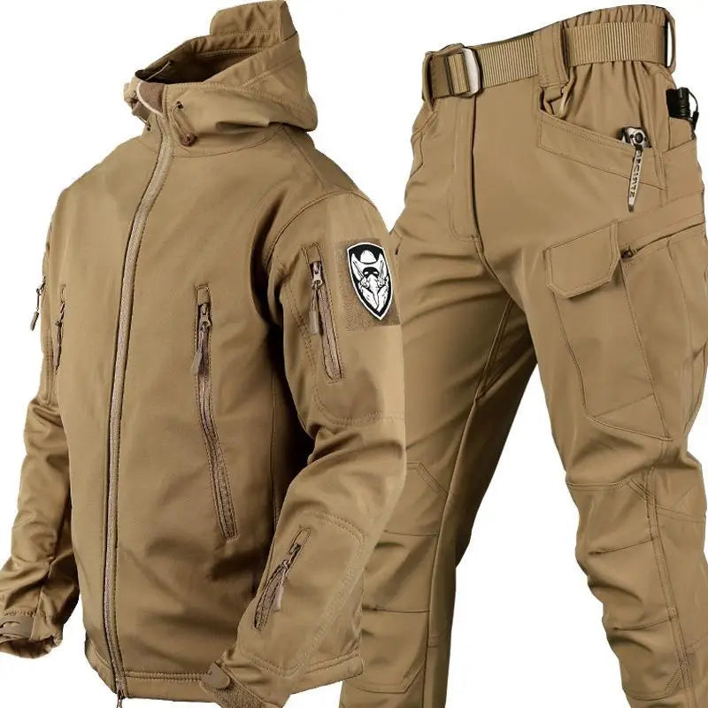 Outdoor Shark Skin Warmth Jackets Pants Set Men