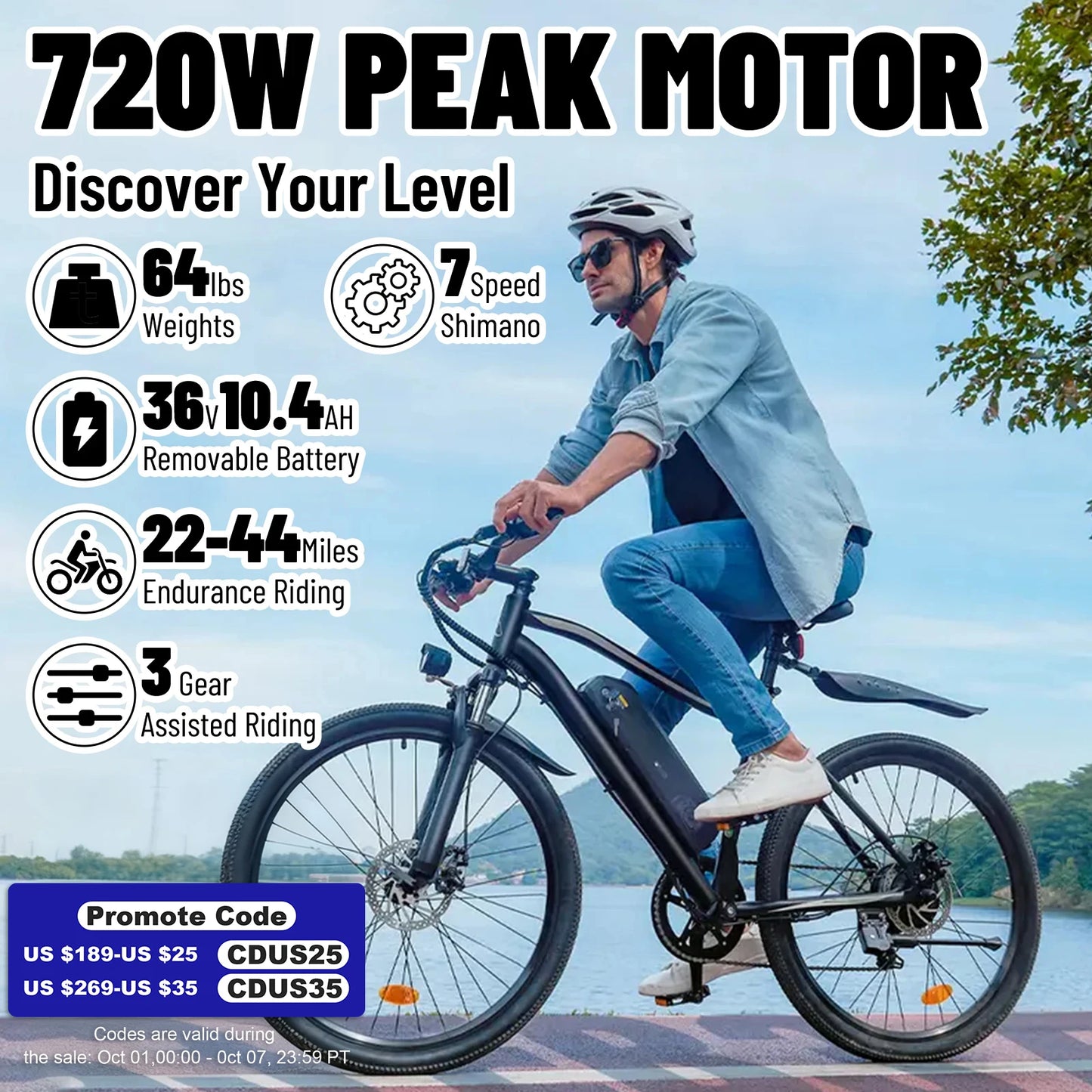 Adult Electric Bicycle 26Linch 36V 10.4AH 19.9Mph