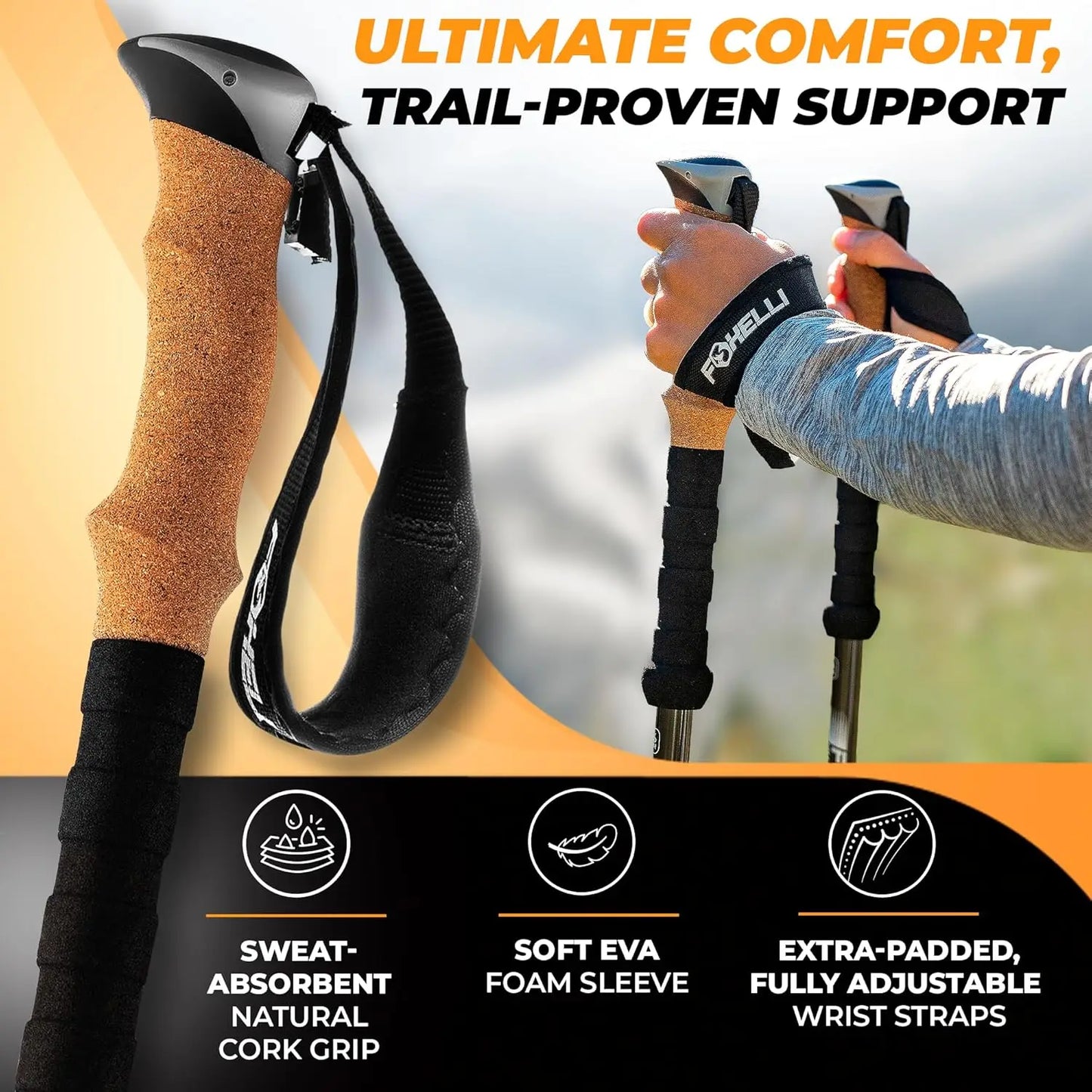 Carbon Fiber Trekking Poles – Lightweight Collapsible Hiking Poles