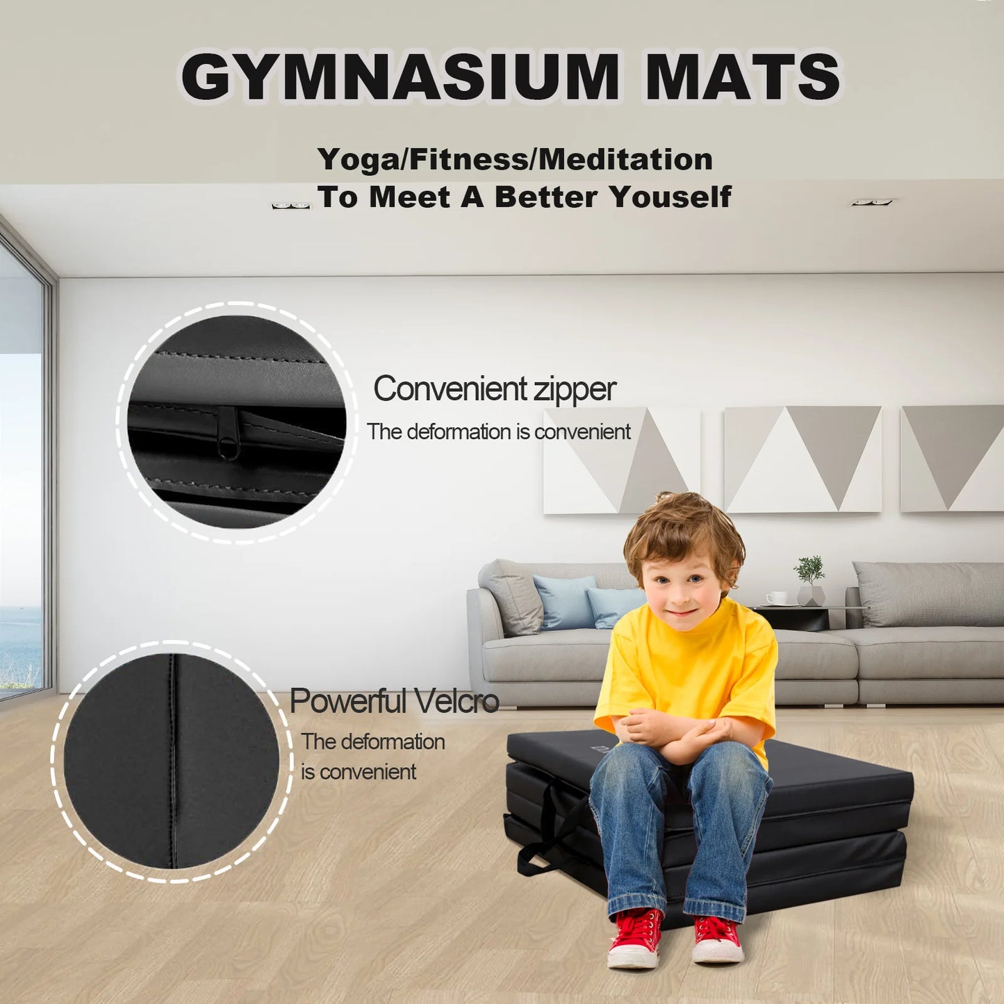 Gymnastics Home Gym Protective  anti-skid 4-Fold Folding Mat With Carrying Handles