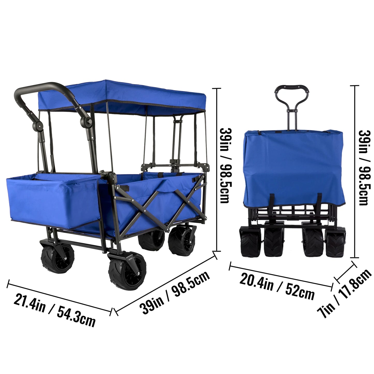 Folding Wagon Cart W/ Adjustable Handle Bar