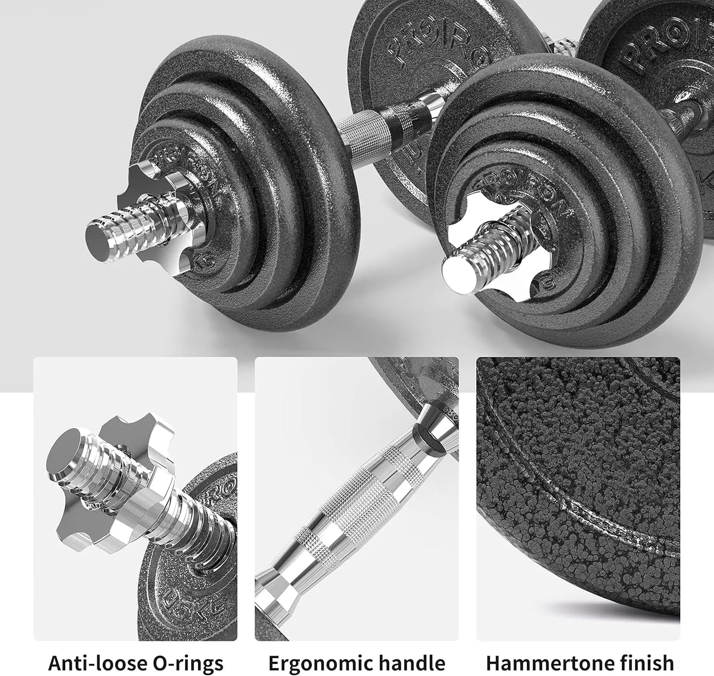 44Lbs Cast Iron Adjustable Dumbbell Set Hand Weight with Solid Dumbbell Handles