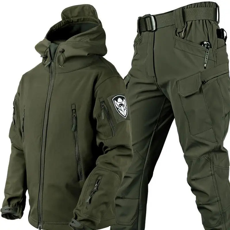 Outdoor Shark Skin Warmth Jackets Pants Set Men