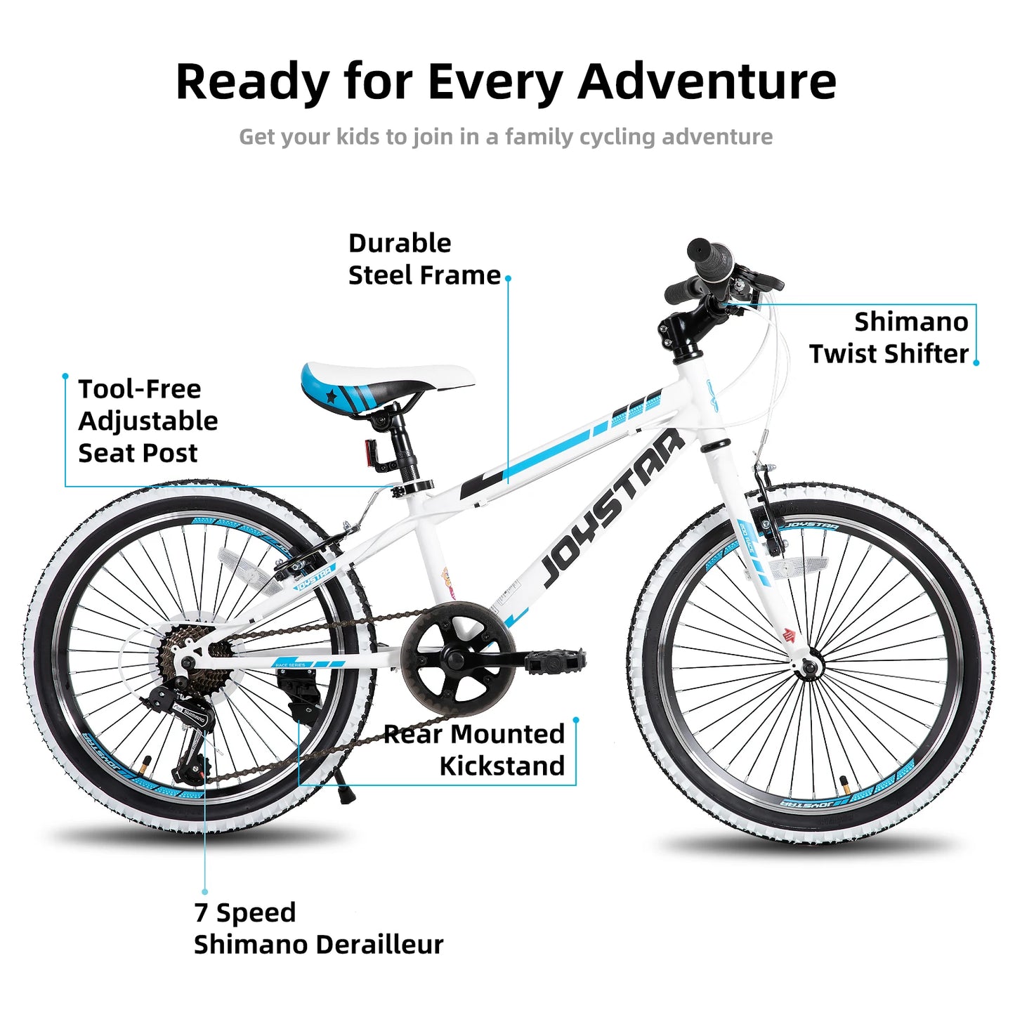 JOYSTAR 20 24 Inch Kids Mountain Bike for Boys Girls Ages 7-12 Years