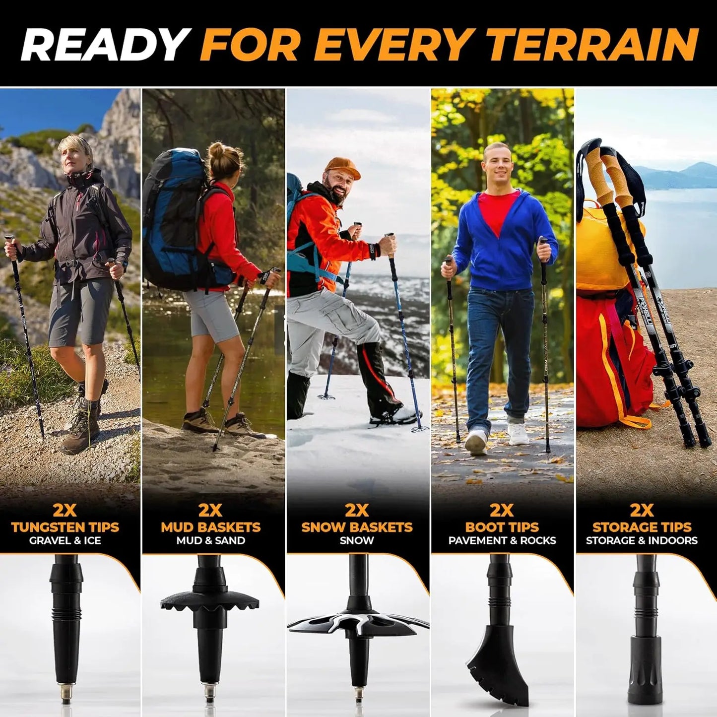 Carbon Fiber Trekking Poles – Lightweight Collapsible Hiking Poles