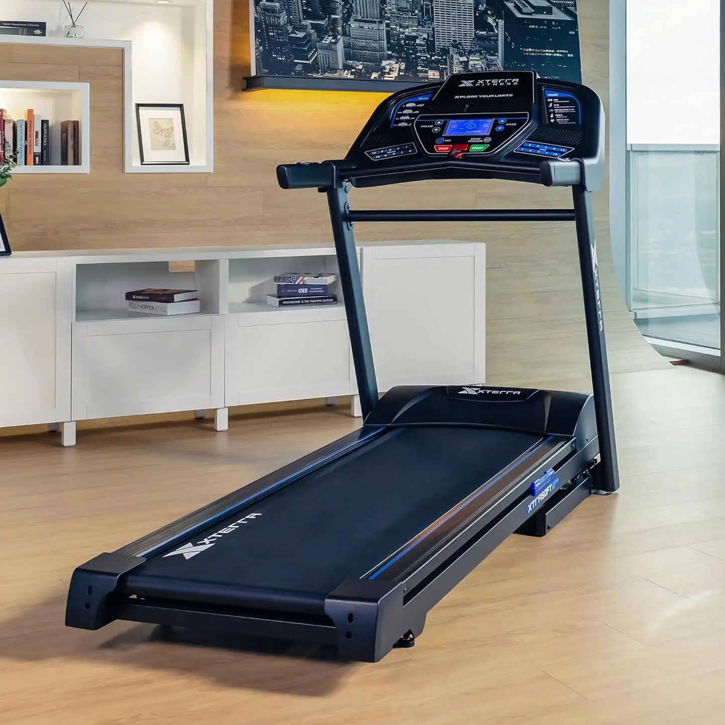 Fitness Sport Series Premium Folding Smart Treadmill, Handlebar Speed and Incline Controls, Large   Cushioned