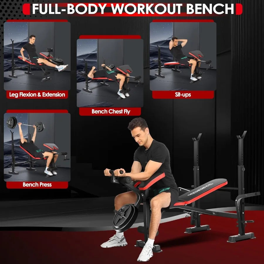 660lbs Capacity 6-in-1 Adjustable Weight Bench Set