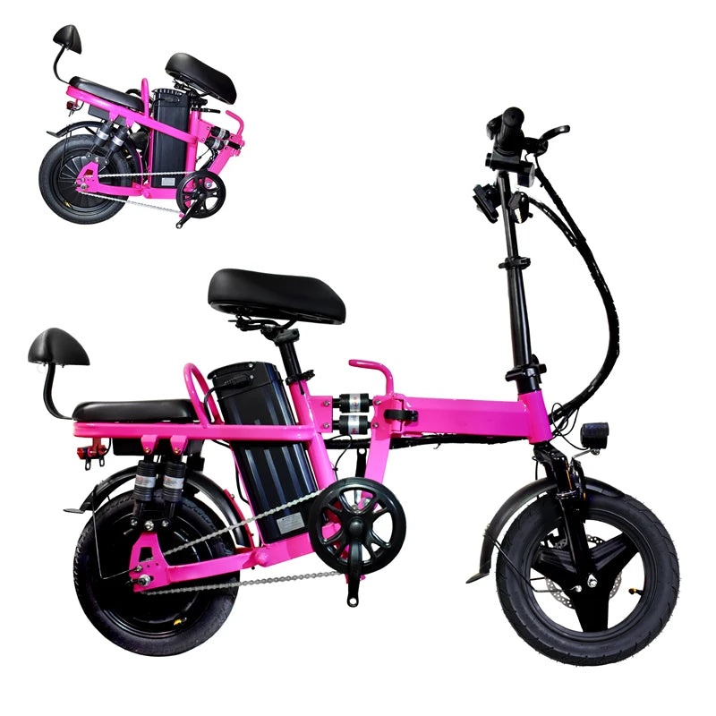 Pink Women Folding Electric Bike