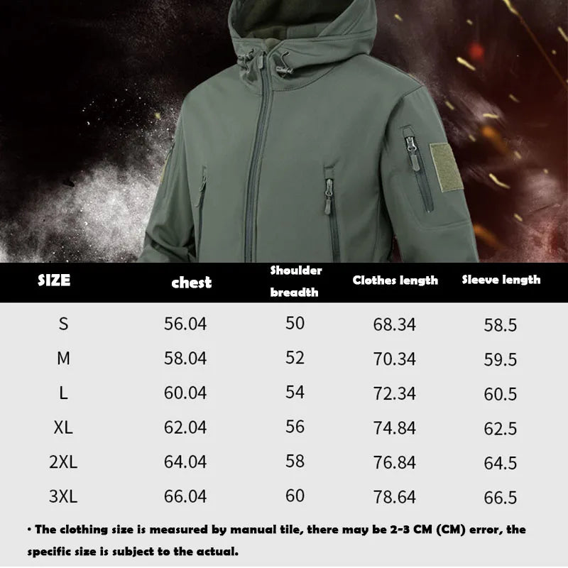 Miliary Shark Skin Soft Shell Jacket Men