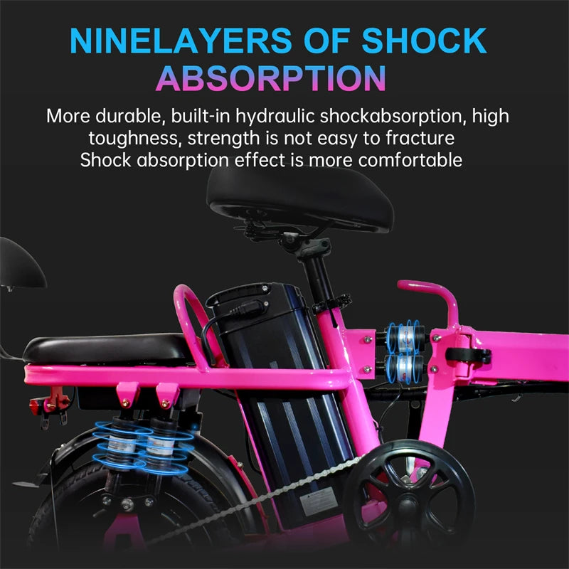 Pink Women Folding Electric Bike