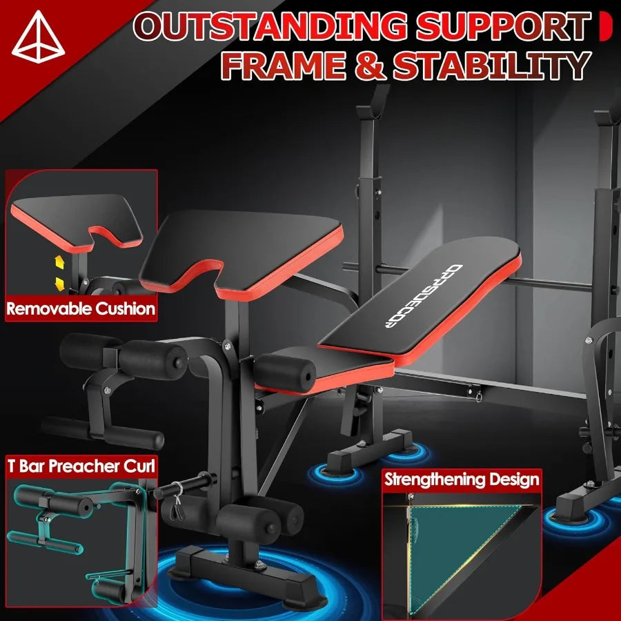 660lbs Capacity 6-in-1 Adjustable Weight Bench Set