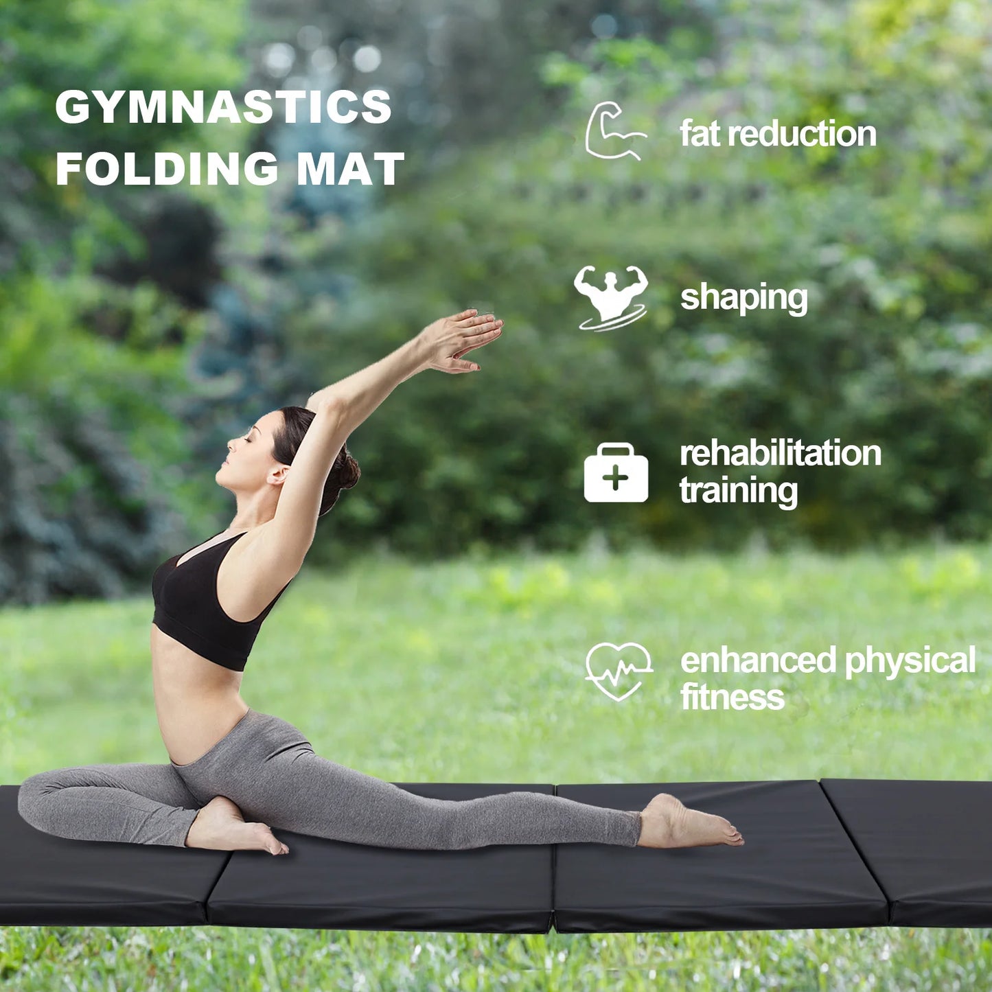 Gymnastics Home Gym Protective  anti-skid 4-Fold Folding Mat With Carrying Handles