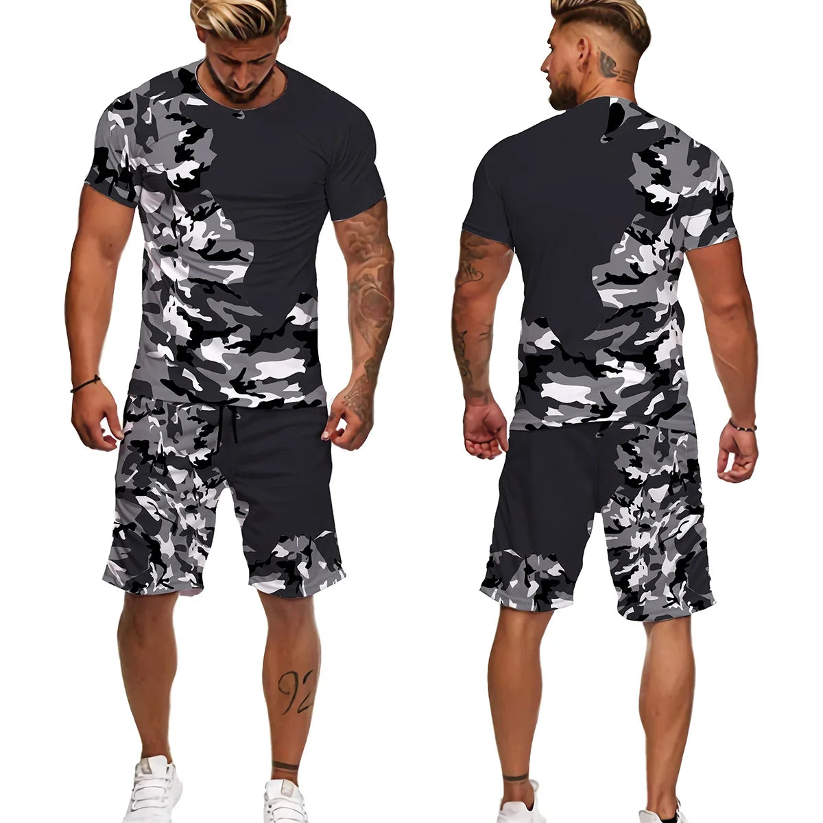 New Summer Camouflage Men's T-Shirt Shorts Tracksuit