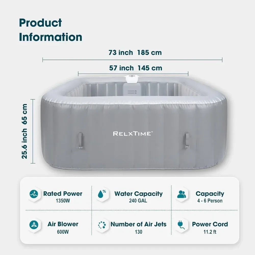 Inflatable Hot Tub 4 To 6 Person, Blow Up Spa