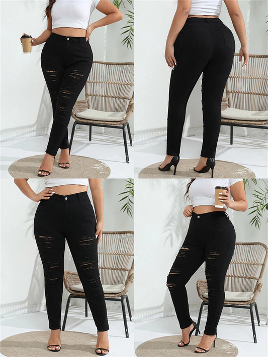 Women s Plus Size Distressed Jeans High