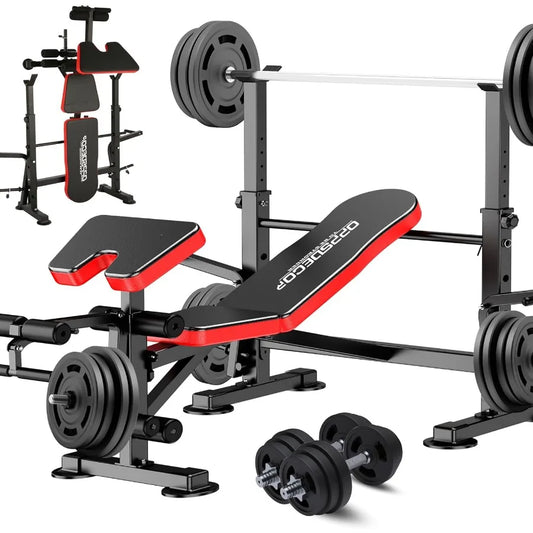 660lbs Capacity 6-in-1 Adjustable Weight Bench Set