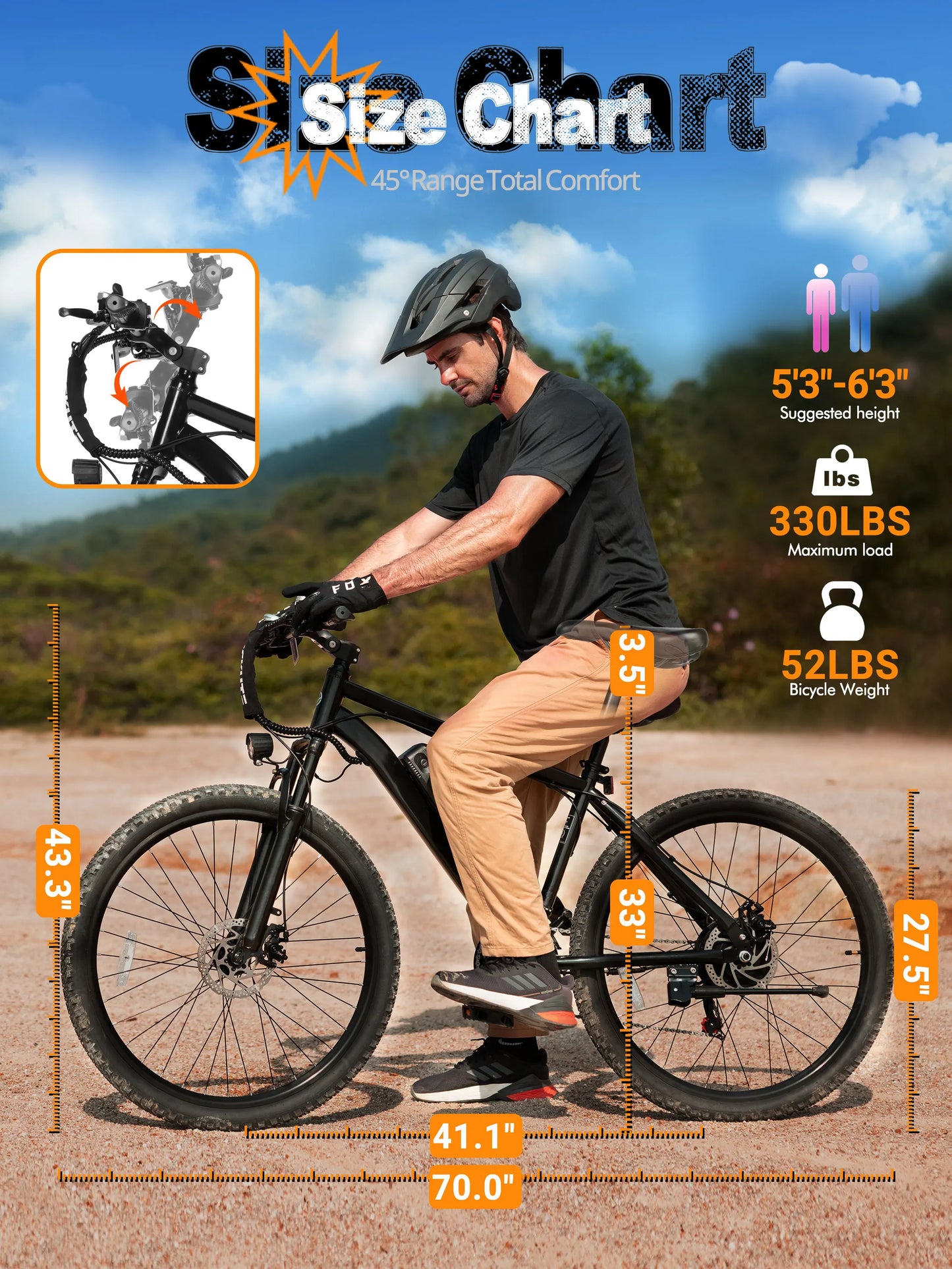 Electric Bicycle  – 21-Speed Gear 27.5" Mountain Bike