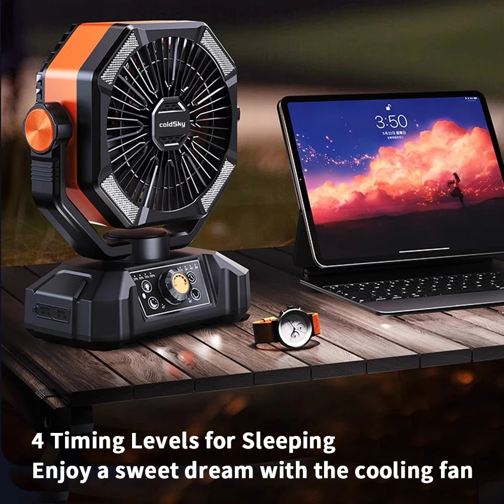 Camping Fan with 4 LED Lantern 8 Speeds