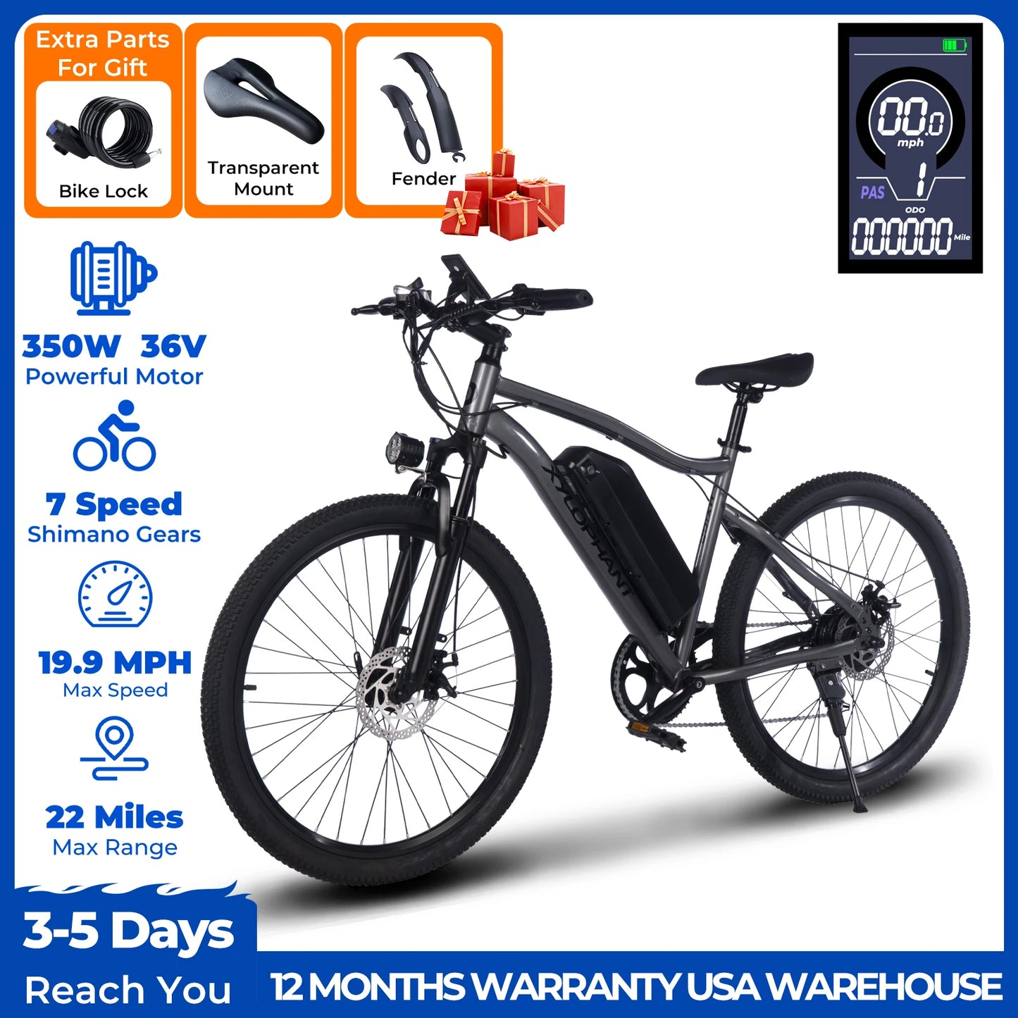 Adult Electric Bicycle 26Linch 36V 10.4AH 19.9Mph