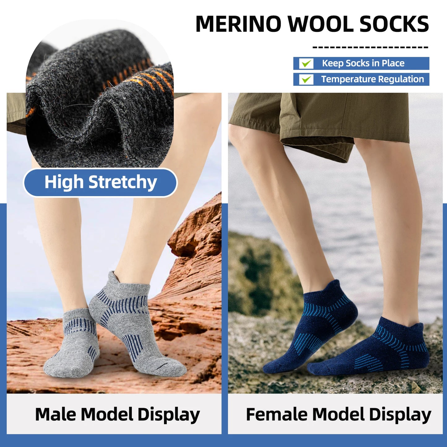 6 Pairs Men Women Merino Wool Ankle Compression  Socks