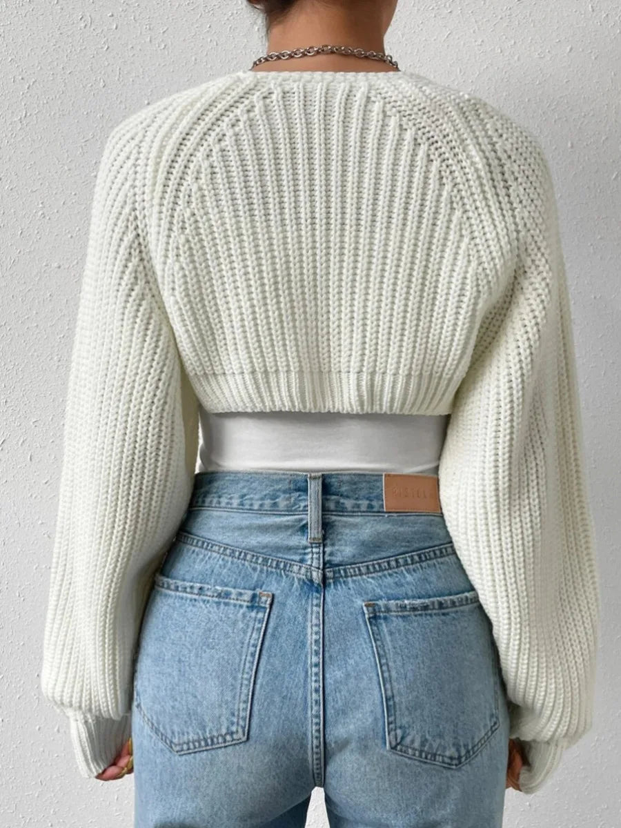 Women s Open Front Cropped Cardigan Long Sleeve