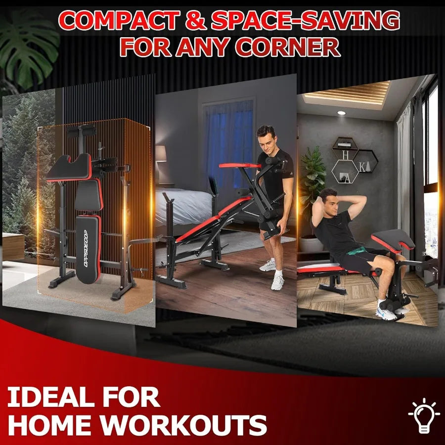 660lbs Capacity 6-in-1 Adjustable Weight Bench Set