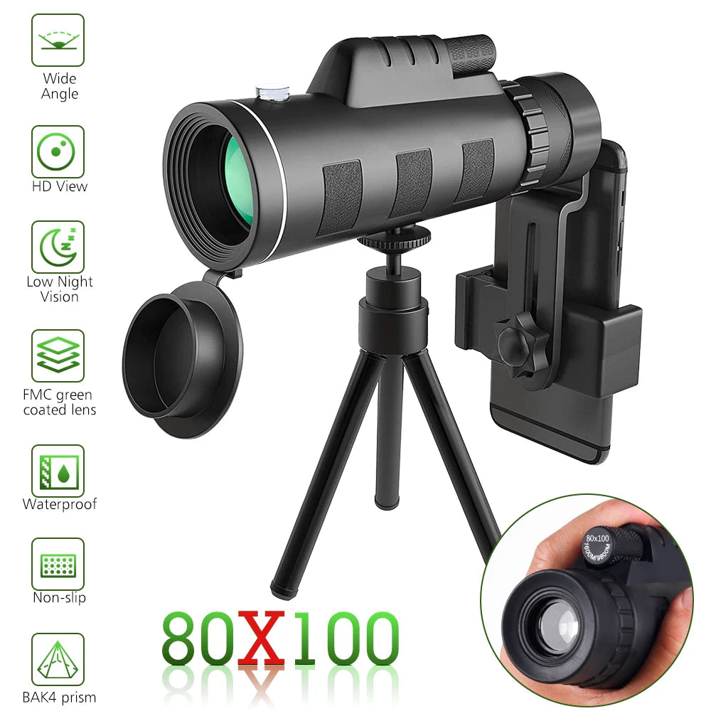 80x100 HD ZOOM Powerful Monocular Telescope