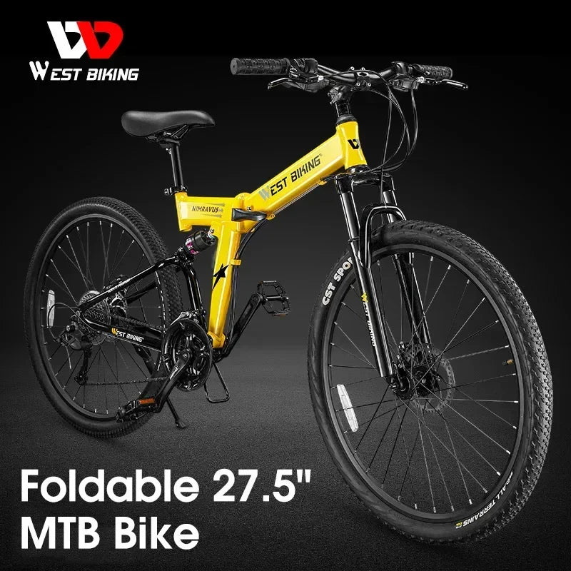 WEST BIKING Foldable 27.5 Inch Mountain Bike 27 Speed