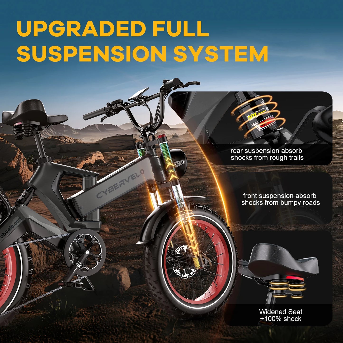 20” Fat Tire 2000W Peak Motor Luxury Foldable E-bike
