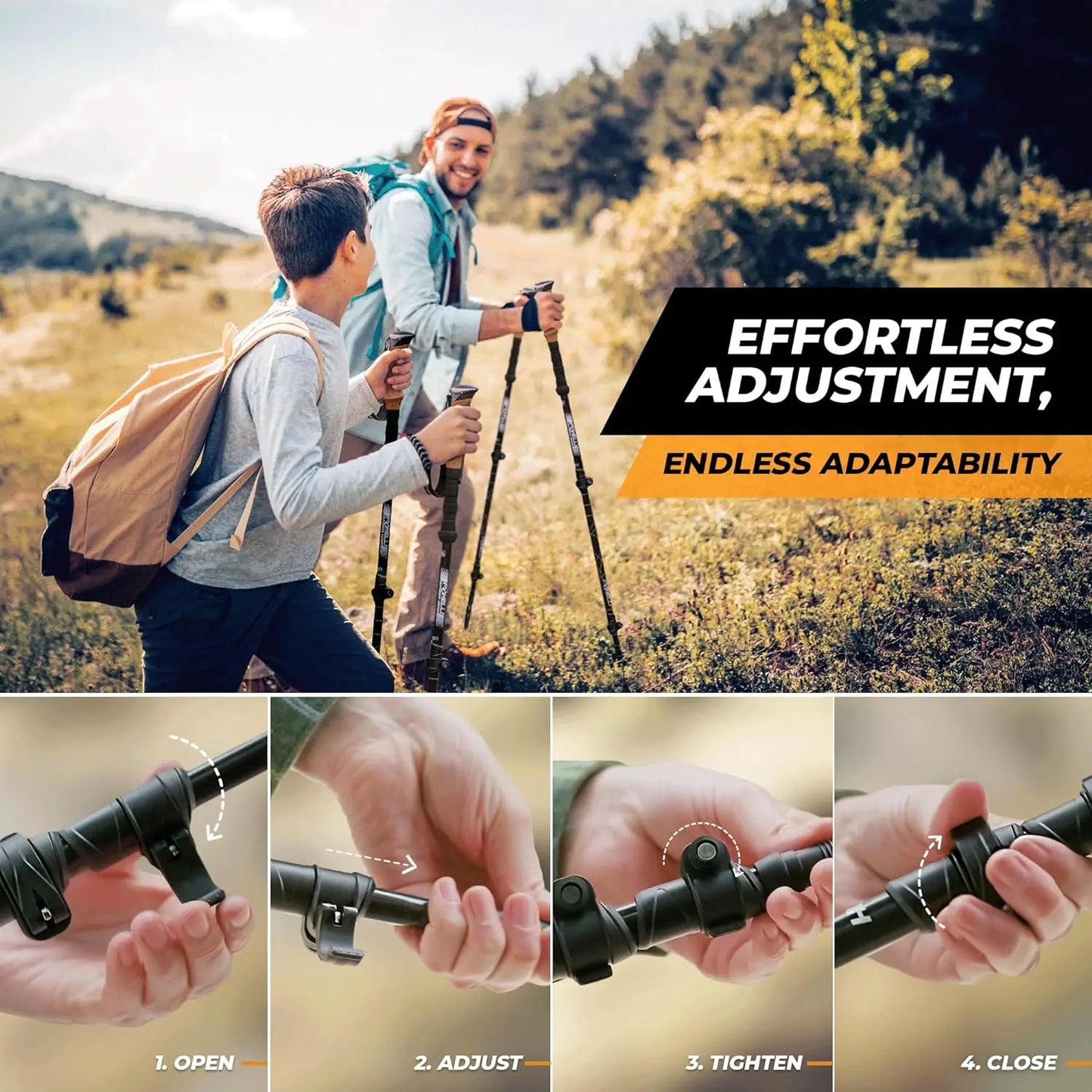 Carbon Fiber Trekking Poles – Lightweight Collapsible Hiking Poles