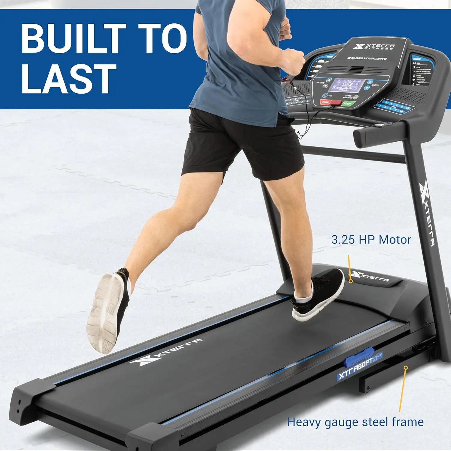 Fitness Sport Series Premium Folding Smart Treadmill, Handlebar Speed and Incline Controls, Large   Cushioned