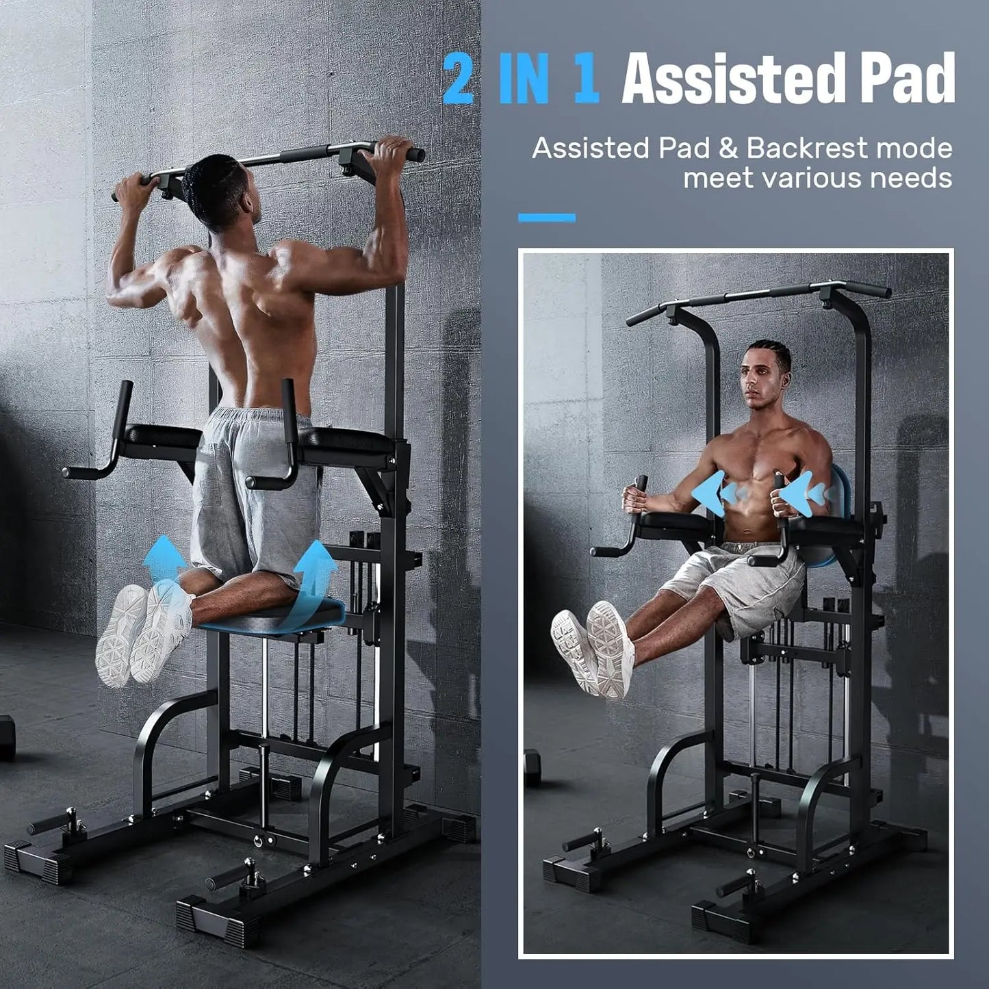 Power Tower Pull Up Dip Station Assistive Trainer Multi-Function Home Gym