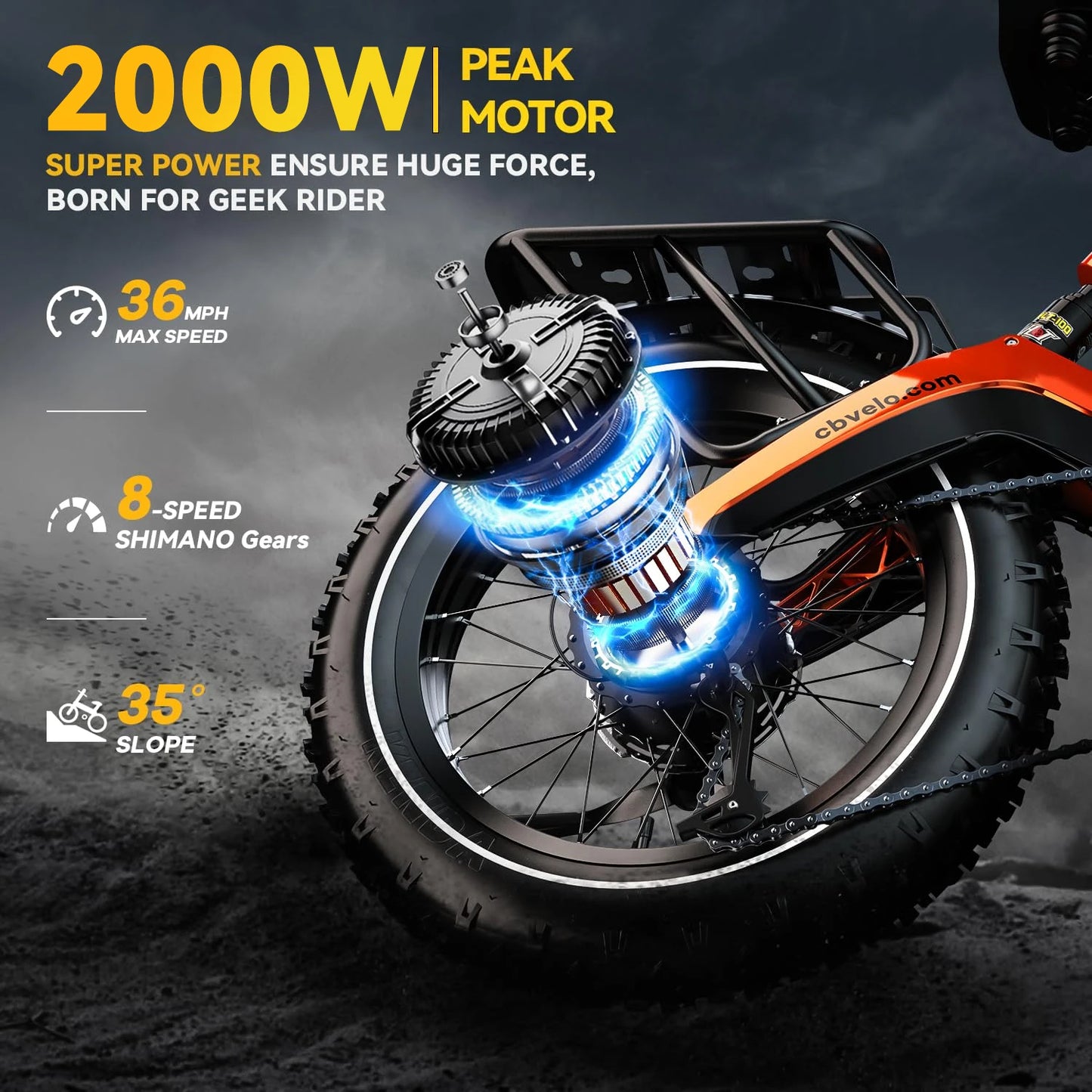 20” Fat Tire 2000W Peak Motor Luxury Foldable E-bike