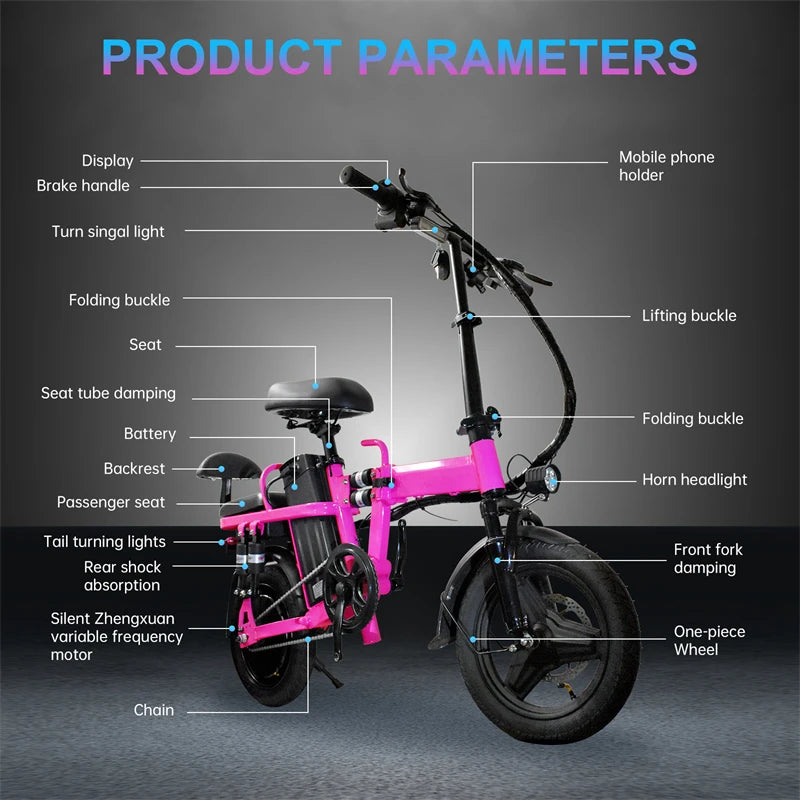 Pink Women Folding Electric Bike