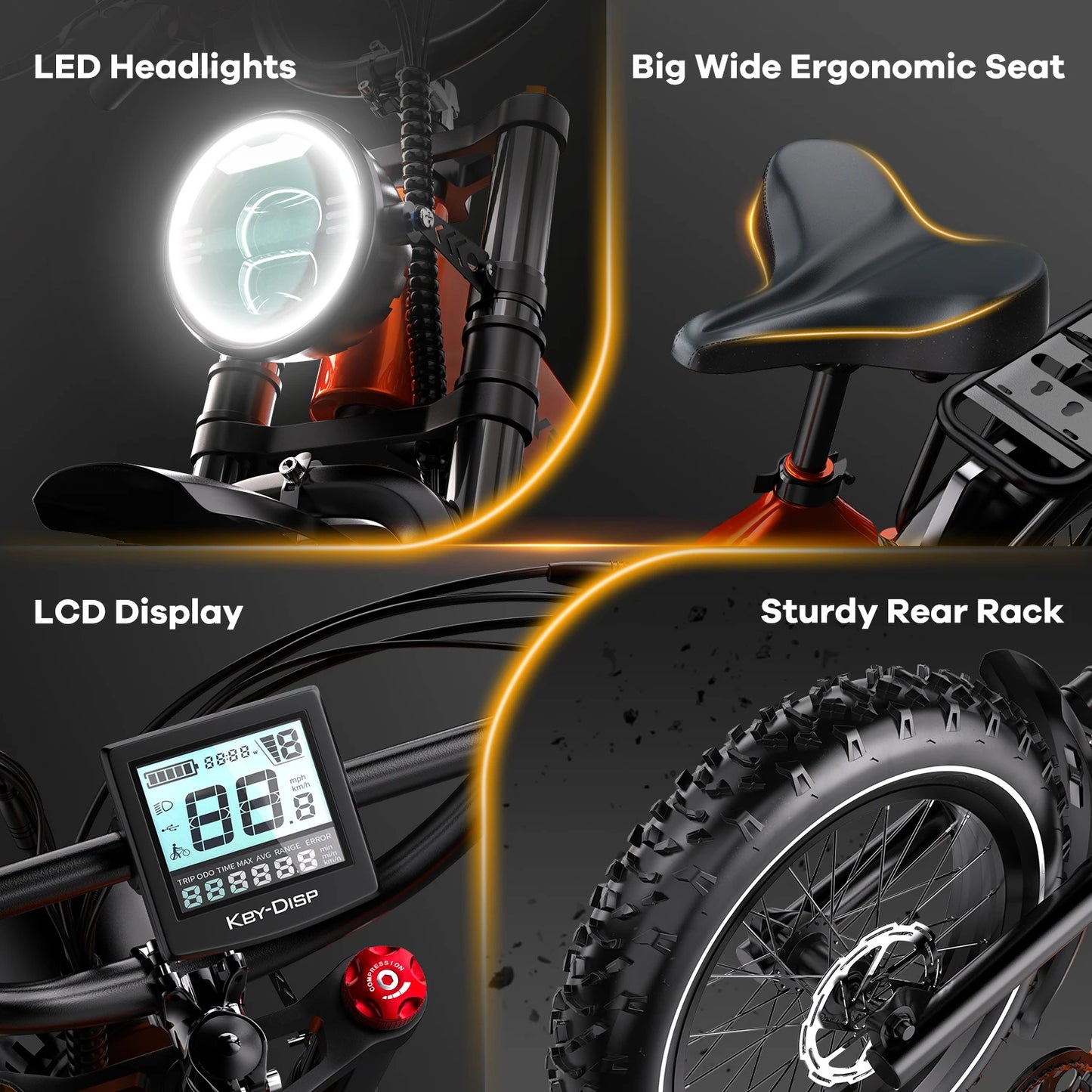 20” Fat Tire 2000W Peak Motor Luxury Foldable E-bike