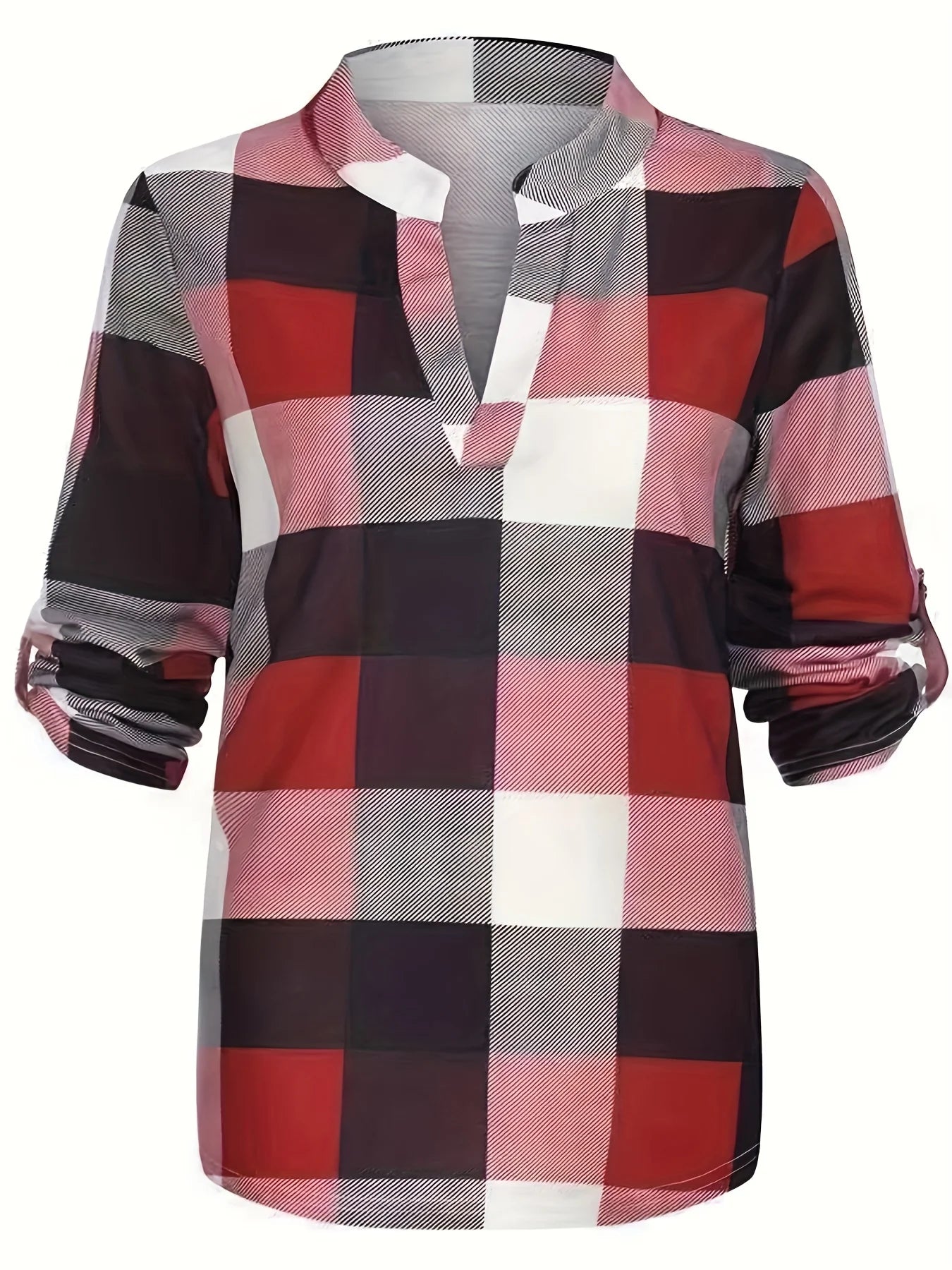 New Women's Fashion Plaid Printed Long Sleeved Shirt